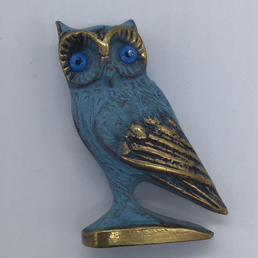 Miniature Brass Owl Of Wisdom and Intelligence Figurine